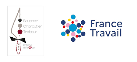 Logos : Fédération des Bouchers Charcutiers Traiteurs d’Alsace et France Travail.
